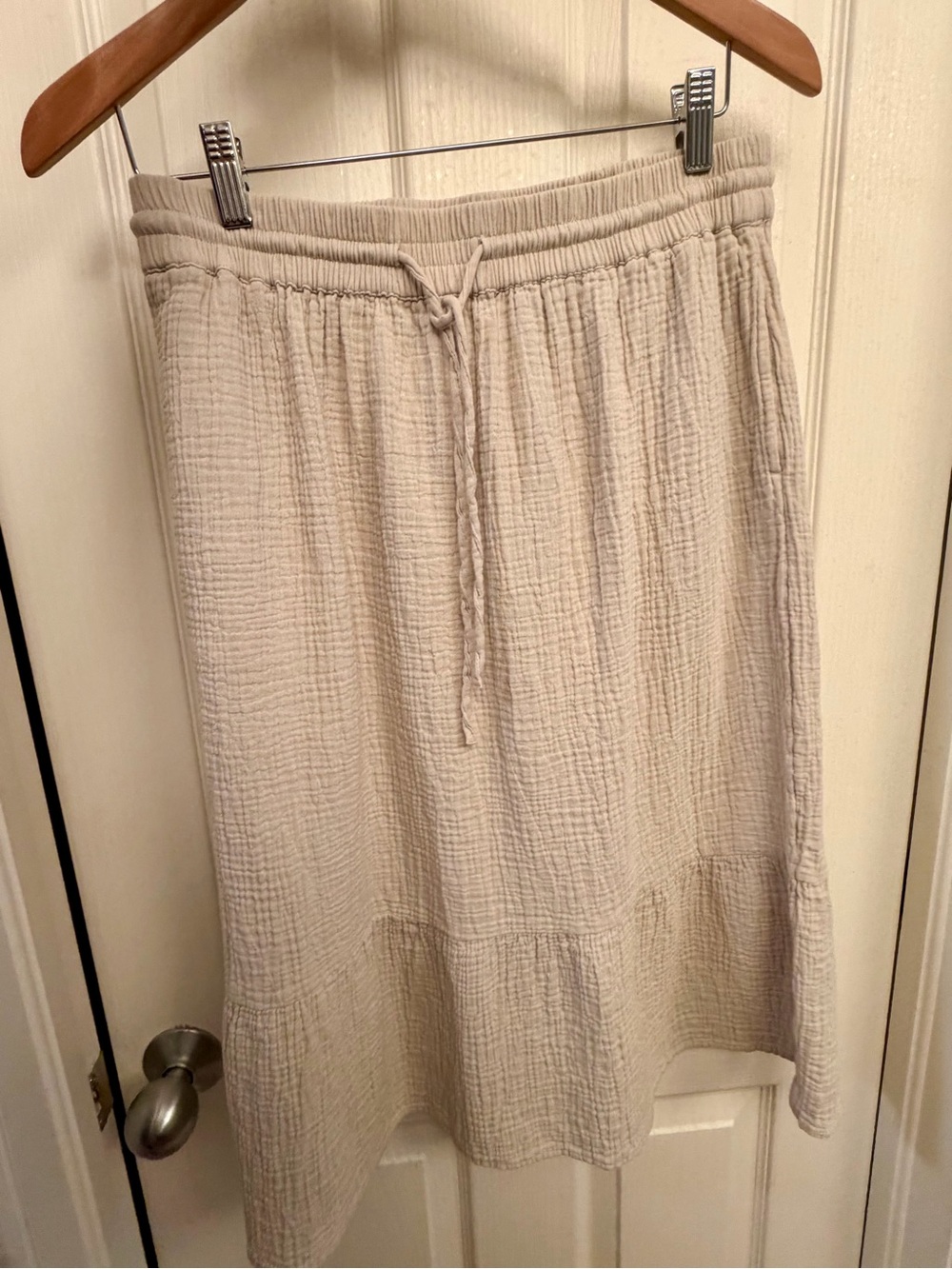 Style & Co. Cream Drawstring Cotton Gauze Midi Skirt